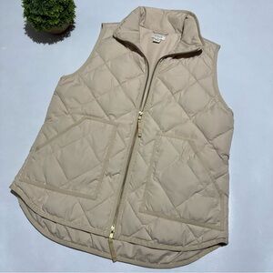 J. Crew Factory Quilted Sleeveless Puffer Vest in Beige